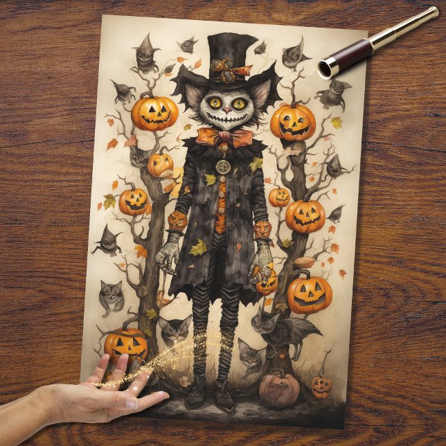 Whimsical Spooky Cat 2 Halloween Decoupage Paper (Creator Uploaded)