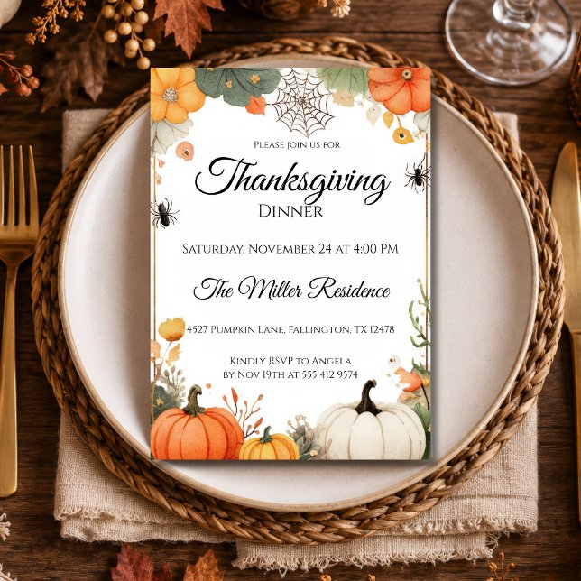 Whimsical Spooky Fall Thanksgiving Dinner  Invitation (Creator Uploaded)