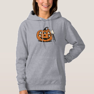 Whimsical Spooky Pumpkin with Ghosts, Cats & Hallo Hoodie