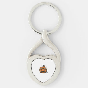 Whimsical Spooky Pumpkin with Ghosts, Cats & Hallo Key Ring