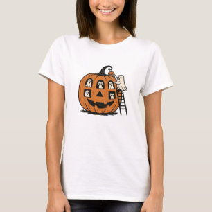 Whimsical Spooky Pumpkin with Ghosts, Cats & Hallo T-Shirt