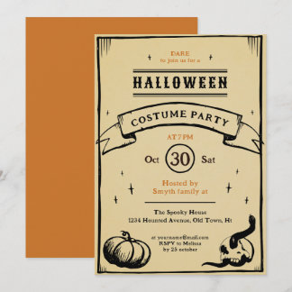 whimsical spooky vintage invitation