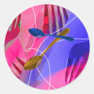 Whimsical Spoons and Forks Sticker
