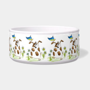 Whimsical Spotted Dog with Bird