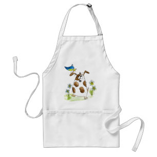 Whimsical Spotted Dog with Bird Standard Apron