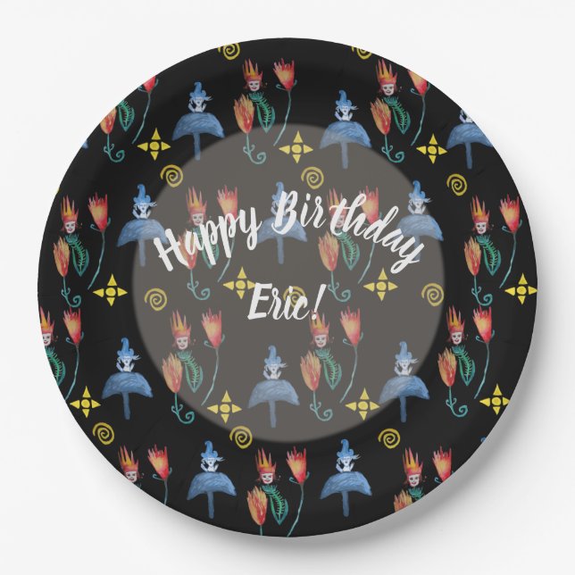 Whimsical Spring Art Paper Plate (Front)