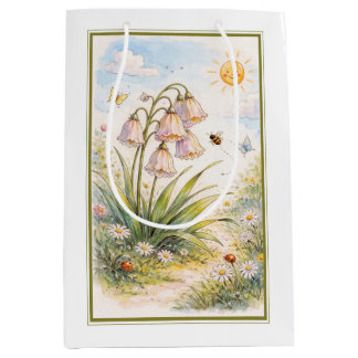 Whimsical Spring Bellflowers Garden Medium Gift Bag