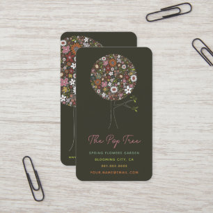 Whimsical Spring Flowers Colourful Pop Tree Nature Business Card