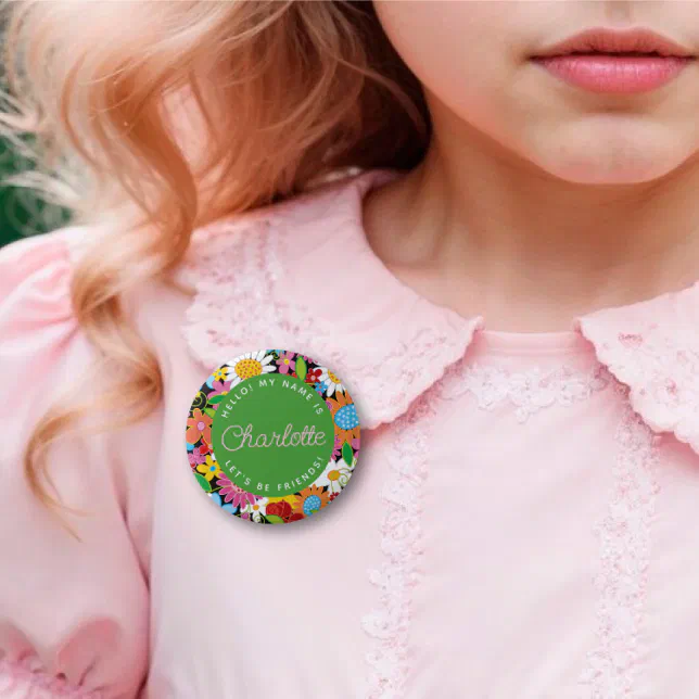 Whimsical Spring Flowers Garden Girls Birthday 6 Cm Round Badge