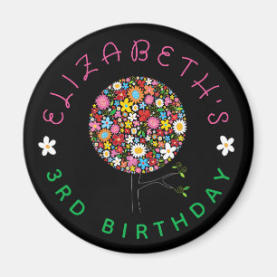 Whimsical Spring Flowers Pop Tree Blooms Birthday Magnet