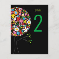 Whimsical Spring Flowers Pop Tree Table Number