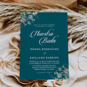 Whimsical Spring Garden Wildflower Nuestra Boda Invitation