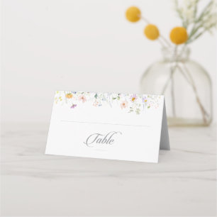 Whimsical Spring Garden Wildflower Wedding Folded Place Card