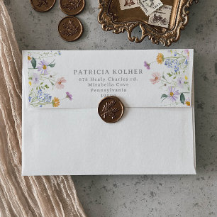 Whimsical Spring Garden Wildflower Wedding Return Envelope