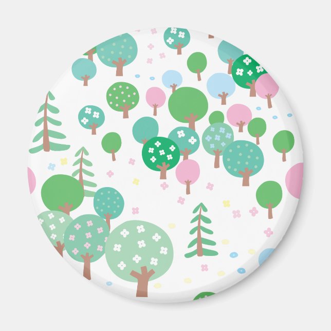 Whimsical Spring Trees Magnet (Front)