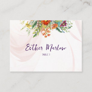 Whimsical Spring Wildflower Floral Wedding Place Card