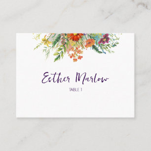 Whimsical Spring Wildflower Floral Wedding Place Card