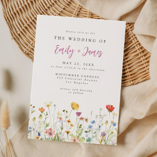 Whimsical Spring Wildflower Wedding Invitation