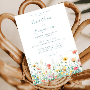 Whimsical Spring Wildflower Wedding Invitation