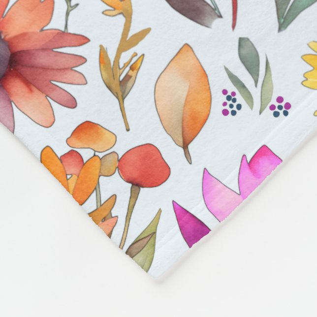 Whimsical Spring Wildflowers & Adorable Hedgehogs Fleece Blanket (Corner)