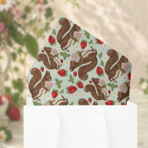 Whimsical Squirrel Strawberry Ice Cream Pattern