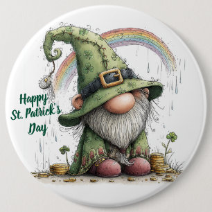 Whimsical St. Patrick’s Day Gnome 6 Cm Round Badge