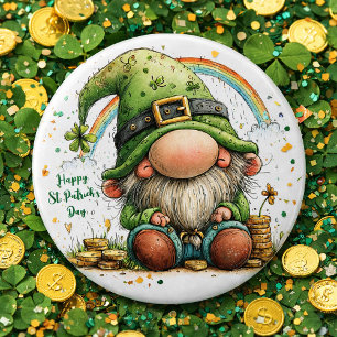 Whimsical St. Patrick’s Day Gnome 6 Cm Round Badge