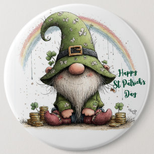 Whimsical St. Patrick’s Day Gnome 6 Cm Round Badge