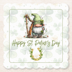 Whimsical St. Patrick’s Day Gnome  Paper Coaster