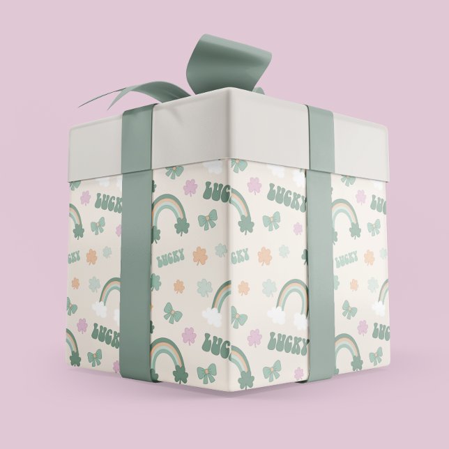 Whimsical St. Patrick’s Day Rainbow & Shamrock Wrapping Paper (Whimsical St. Patrick’s Day Rainbow & Shamrock Wrapping Paper)