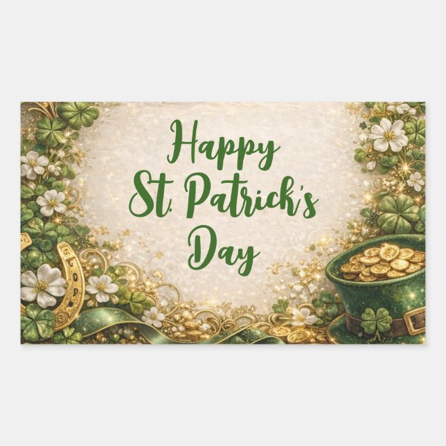 Whimsical St. Patrick’s Day  Rectangular Sticker (Front)