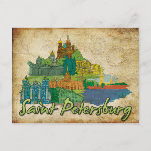 Whimsical St Petersburg Monuments Scenery Postcard
