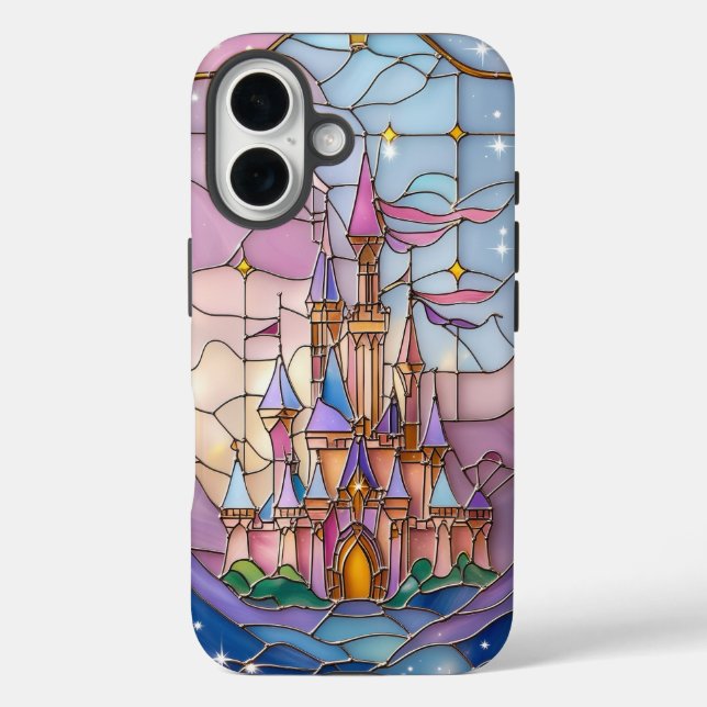 Whimsical Stained Glass Castle Scene in Pastel Hue Case-Mate iPhone Case (Back)
