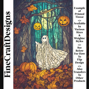 Whimsical Stained Glass Ghost AB5 Decoupage Tissue Paper