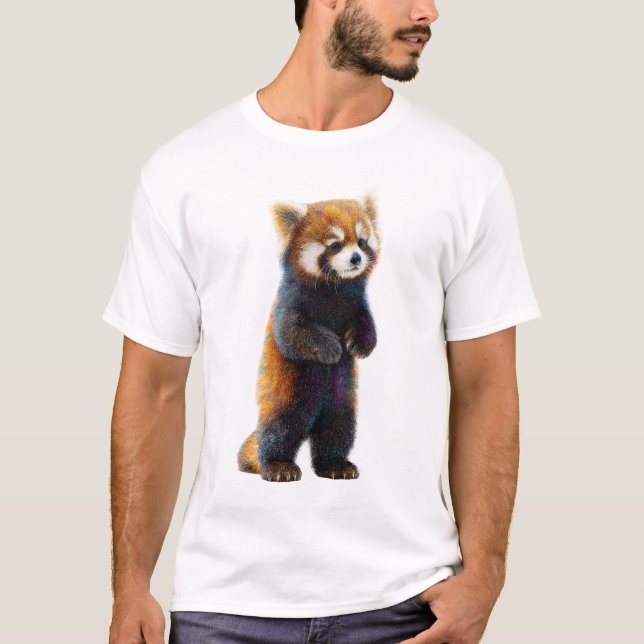 Whimsical Standing Red Panda Illustration Men T-Shirt (Front)