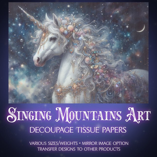 Whimsical Starlight Unicorn Decoupage  Tissue Paper (Creator Uploaded)