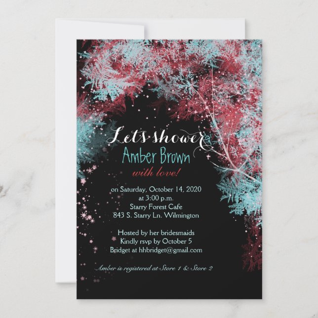 Whimsical Starry Forest Bridal Shower Invitation (Front)