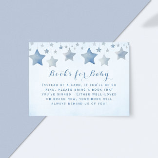 Whimsical Starry Night Books Blue Baby Shower Enclosure Card