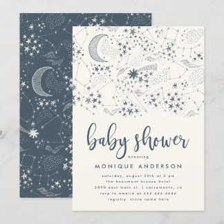 Whimsical Starry Night Constellation Baby Shower Invitation