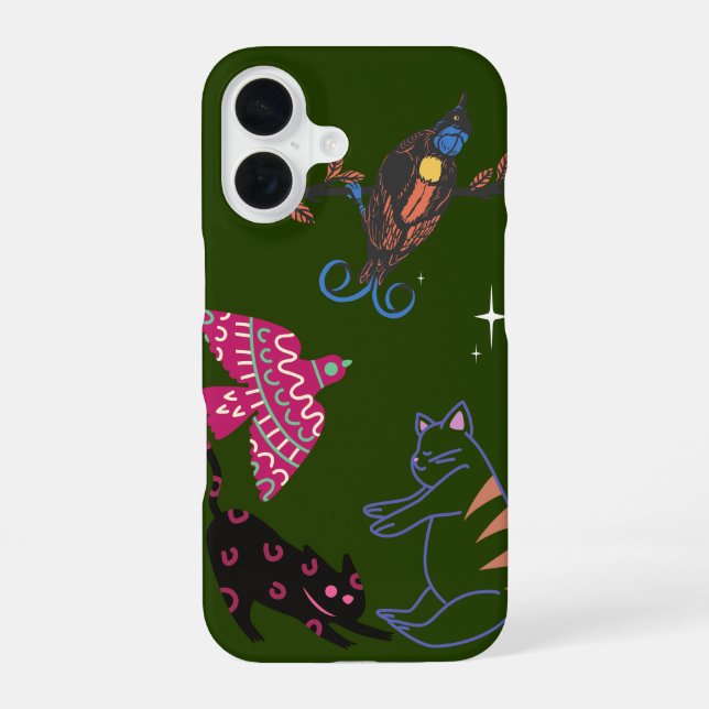 Whimsical Starry Night Forest Animals Phone Case - (Back)