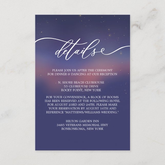 Whimsical Starry Night Script Modern Enclosure Card (Front)