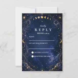 Whimsical Starry Nights Celestial Wedding RSVP Card
