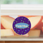 Whimsical Stars and Moons on Purple Personalised<br><div class="desc">Sweet pattern features moons and stars in shades of green and blue on purple background .  Personalise with name or monogram</div>