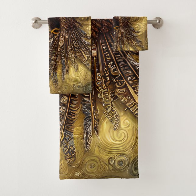Whimsical steampunk charming eagle  bath towel set (Insitu)