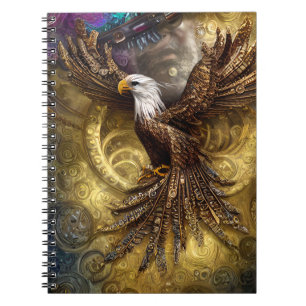 Whimsical steampunk charming eagle  notebook