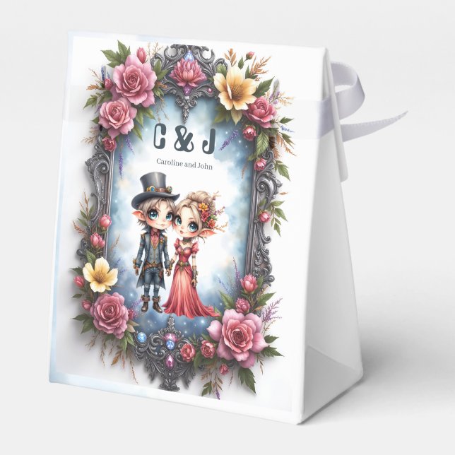 Whimsical Steampunk Elf Wedding Favour Box (Back Side)