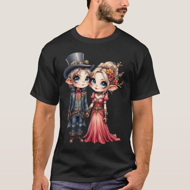 Whimsical Steampunk Elf Wedding  T-Shirt (Front)