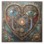 Whimsical Steampunk Heart I See You I Love You Tile<br><div class="desc">You are viewing The Lee Hiller Photography Art and Designs Collection of Home and Office Decor,  Apparel,  Gifts and Collectibles. The Designs include Lee Hiller Photography and Mixed Media Digital Art Collection http://LeeHiller.com</div>