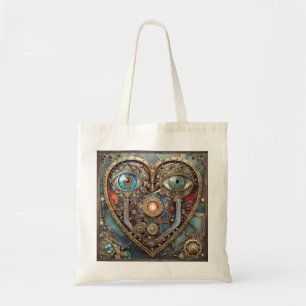 Whimsical Steampunk Heart I See You I Love You Tote Bag