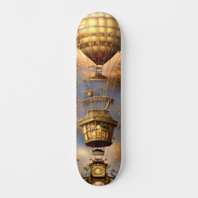 Whimsical Steampunk Hot Air Balloon Skateboard (Front)